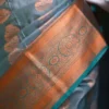 Green color with copper jari border kanjivaram work on Pure silk saree