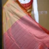 Biscuit color with Brown border kanjivaram work on Pure silk saree