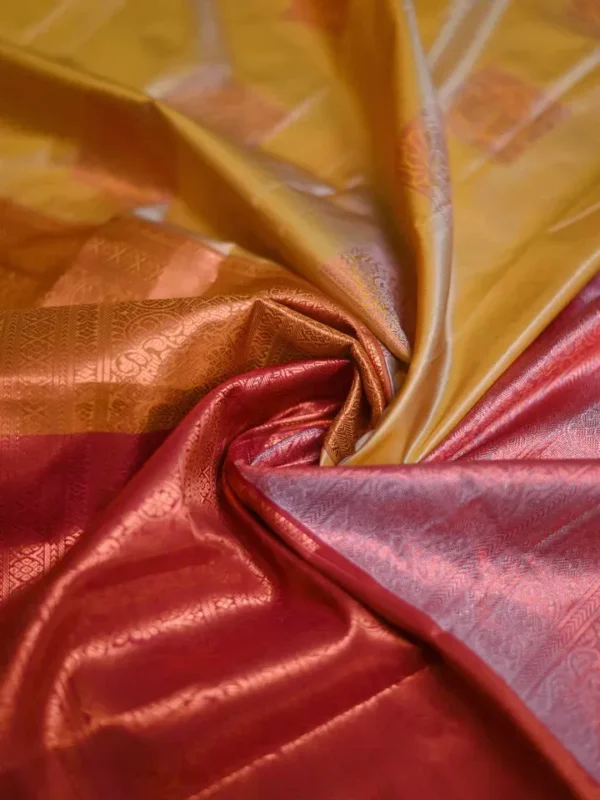 Biscuit color with Brown border kanjivaram work on Pure silk saree