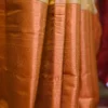 Biscuit color with Brown border kanjivaram work on Pure silk saree
