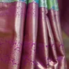 Light green color with purple border kanjivaram work on Pure silk saree