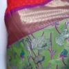 Light green color with purple border kanjivaram work on Pure silk saree