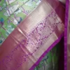 Light green color with purple border kanjivaram work on Pure silk saree
