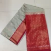Pesta green color with maroon border kanjivaram work on Pure silk saree