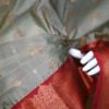 Pesta green color with maroon border kanjivaram work on Pure silk saree