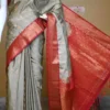 Pesta green color with maroon border kanjivaram work on Pure silk saree