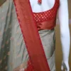Pesta green color with maroon border kanjivaram work on Pure silk saree