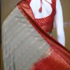 Pesta green color with maroon border kanjivaram work on Pure silk saree