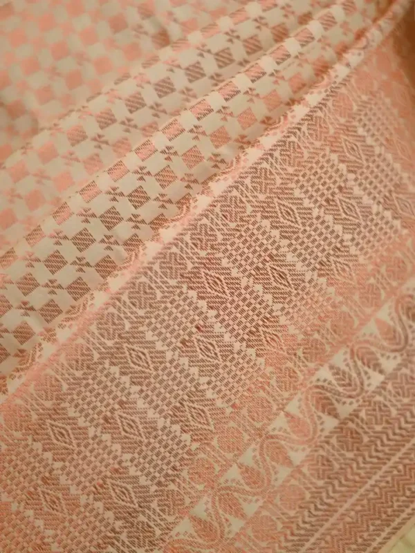 Biscuit color with maroon border kanjivaram work on Pure silk saree