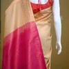 Biscuit color with maroon border kanjivaram work on Pure silk saree