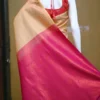 Biscuit color with maroon border kanjivaram work on Pure silk saree
