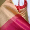 Biscuit color with maroon border kanjivaram work on Pure silk saree