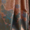 Peach color with sky blue border kanjivaram work on Pure silk saree