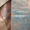 Peach color with sky blue border kanjivaram work on Pure silk saree