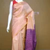 Peach with purple border kanjivaram work on Pure silk saree