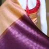 Peach with purple border kanjivaram work on Pure silk saree