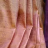 Peach with purple border kanjivaram work on Pure silk saree