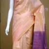 Peach with purple border kanjivaram work on Pure silk saree