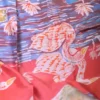 Pink color body with Hand Paint Batik on Pure Silk Saree