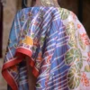 Pink color body with Hand Paint Batik on Pure Silk Saree