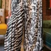 White with Black Tiger digital print on Pure Satin saree