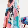 Off white with multicolor digital print on Pure Satin saree
