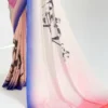 Off white Japanese calligraphy digital print on Pure Satin saree