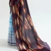 Sky blue with chocolate anchal digital print on Pure Satin saree