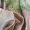 Sap Green Benarsasi on golden zari pink border muga silk saree