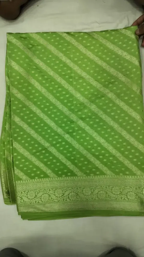 Lahariya Chifon Leaf Green color Saree