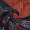 Rust n Navy Blue on Hand Batik Print with Zari Border Semi Silk Saree