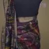 Rust n Navy Blue on Hand Batik Print with Zari Border Semi Silk Saree