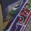White n Blue on Multicolor Hand Batik Print with Zari Border Semi Silk