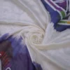 White n Blue on Multicolor Hand Batik Print with Zari Border Semi Silk Saree