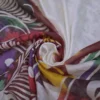 White n Maroon on Multicolor Hand Batik Print with Zari Border Semi Silk Saree