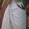 White n Maroon on Multicolor Hand Batik Print with Zari Border Semi Silk Saree