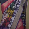 Lipstick Pink on Multicolor Hand Batik Print with Zari Border Semi Silk Saree