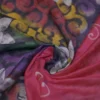 Lipstick Pink on Multicolor Hand Batik Print with Zari Border Semi Silk Saree