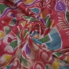 Orange on Multicolor Hand Batik Print with Zari Border Semi Silk Sraee