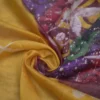 Yellow n Maroon on Hand Batik Print with Zari Border Semi Silk Saree
