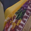 Yellow n Maroon on Hand Batik Print with Zari Border Semi Silk Saree