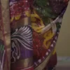 Yellow n Maroon on Hand Batik Print with Zari Border Semi Silk Saree