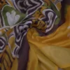 Yellow n Maroon on Hand Batik Print with Zari Border Semi Silk Saree