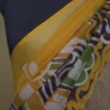 Yellow n Maroon on Hand Batik Print with Zari Border Semi Silk Saree