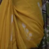 Yellow n Maroon on Hand Batik Print with Zari Border Semi Silk Saree