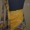 Yellow n Maroon on Hand Batik Print with Zari Border Semi Silk Saree