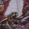 White n Maroon on Hand Batik Print with Zari Border Semi Silk Saree
