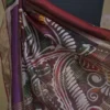White n Maroon on Hand Batik Print with Zari Border Semi Silk Saree