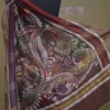 White n Maroon on Hand Batik Print with Zari Border Semi Silk Saree