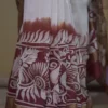 White n Maroon on Hand Batik Print with Zari Border Semi Silk Saree